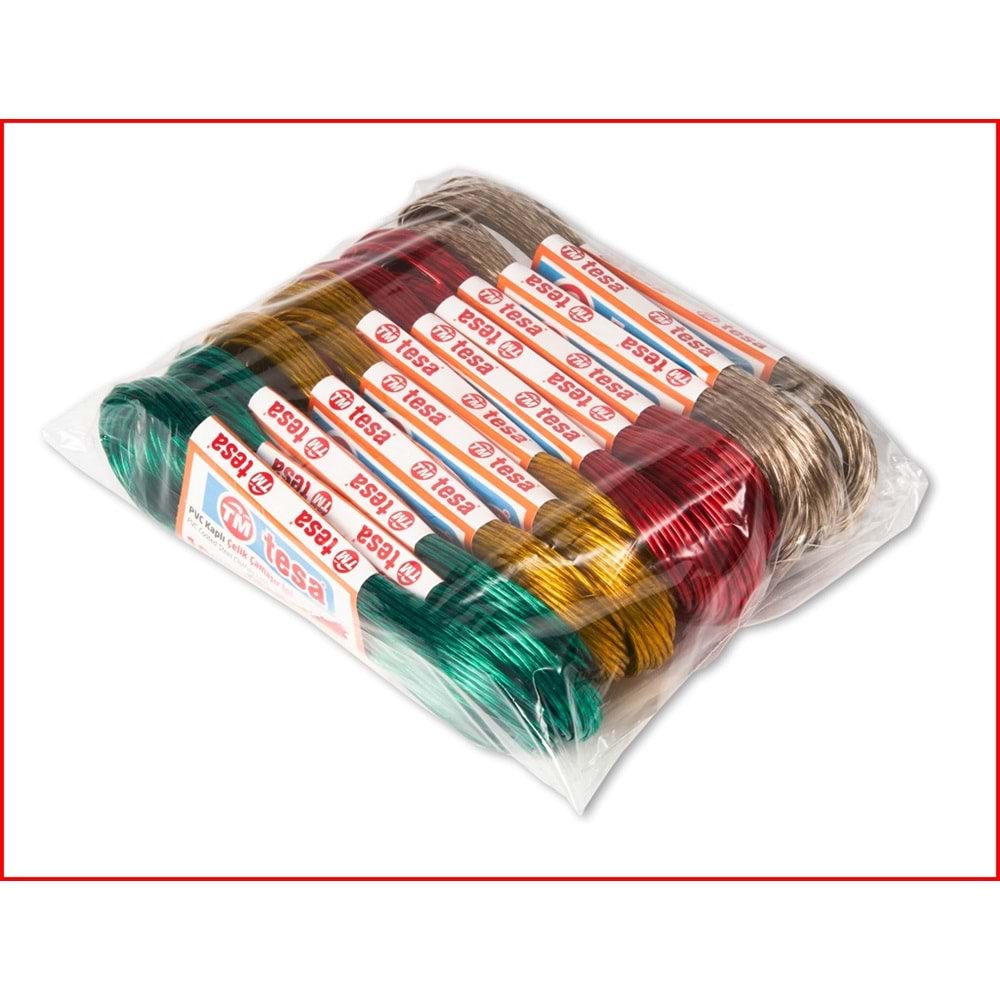 TEMSAN TM010 10 MT PVC KAPLI ÇELİK ÇAMAŞIR İPİ (12'Lİ) *10*