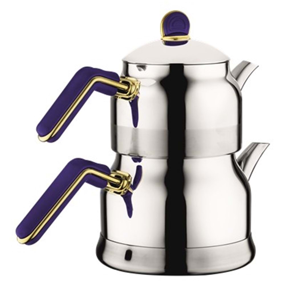 AKDENİZ AKD160MA TOMBİK ELİT ORTA MAVİ ALTIN BAK.KULP ÇAYDANLIK*8