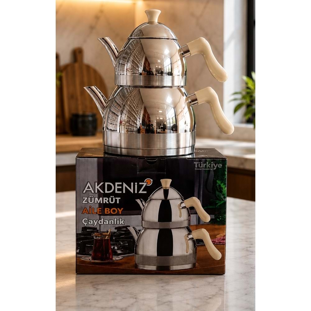 AKDENİZ AKD133KR ZÜMRÜT AİLE KREM BAK.KULP ÇAYDANLIK*8