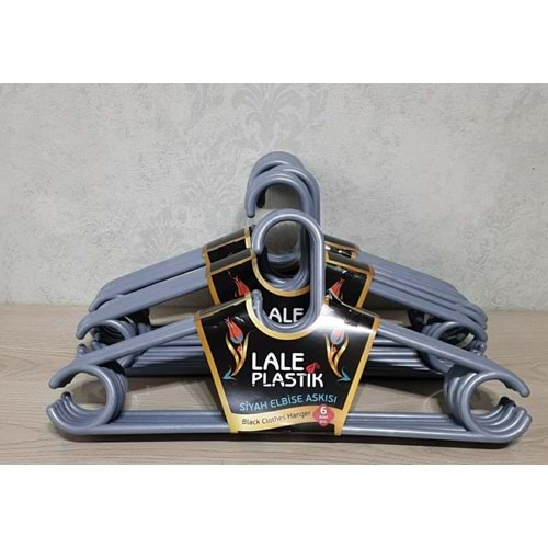 LALE PLASTİK L064 GRİ ELBİSE ASKISI *10DZ*