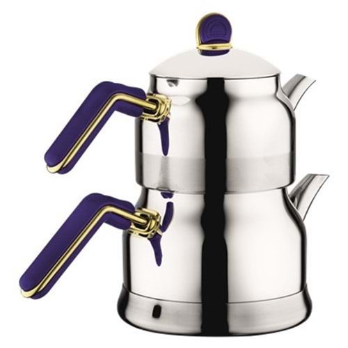 AKDENİZ AKD160MA TOMBİK ELİT ORTA MAVİ ALTIN BAK.KULP ÇAYDANLIK*8