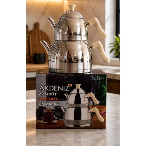 AKDENİZ AKD133KR ZÜMRÜT AİLE KREM BAK.KULP ÇAYDANLIK*8